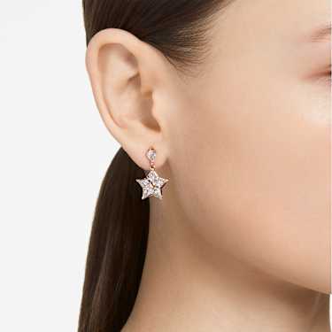 Stella Drop-Ohrhänger, Drachenschliff, Stern, Weiß, Roségold-Legierungsschicht - Swarovski, 5645466