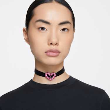 Una choker Heart Pink Rhodium plated