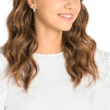 Anneaux d'oreilles Hyperbola, Blanches, Placage de ton or rosé - Swarovski, 5646726