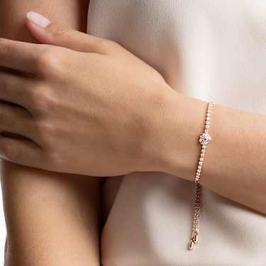 One bracelet, Heart, Pink, Rose gold-tone plated - Swarovski, 5646745