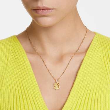 Pendentif Swan, Cygne, Medium, Jaune, Placage de ton or - Swarovski, 5647553