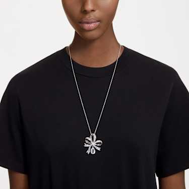 Hyperbola pendant, Bow, Large, White, Rhodium plated - Swarovski, 5647561