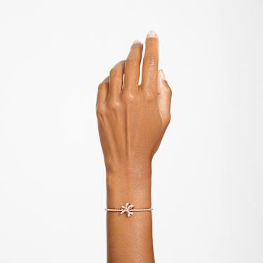 Obročasta zapestnica Hyperbola, Pentlja, Bela, Prevleka rožnato zlatega odtenka - Swarovski, 5647565