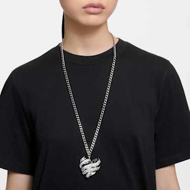 Pandantiv Hyperbola, Inimă, Mare, Alb, Placat cu rodiu - Swarovski, 5647578