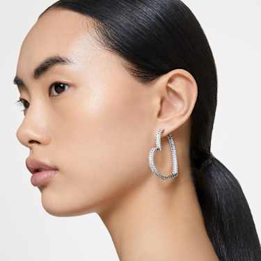 Matrix 大圈耳环, 心形, 大号, 白色, 镀铑 - Swarovski, 5647591
