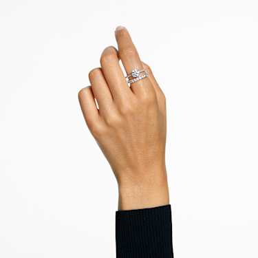 Constella ring Set 2 Round cut White Rhodium plated