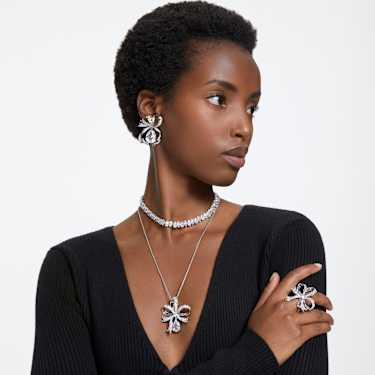 Hyperbola Cocktailring, Schleife, Groß, Weiß, Rhodiniert - Swarovski, 5647731