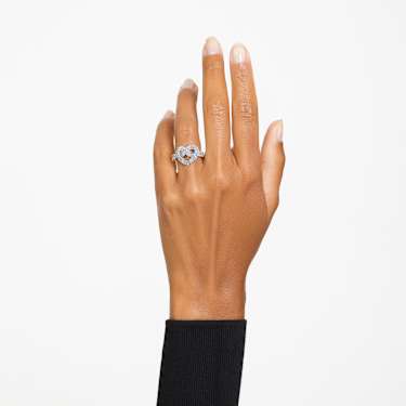 Matrix リング, ミックスカット, ハート, ホワイト, ロジウム・プレーティング - Swarovski, 5648290