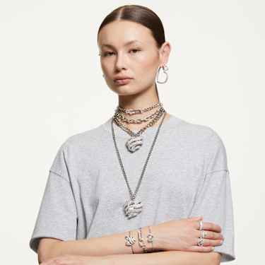 Matrix リング, ミックスカット, ハート, ホワイト, ロジウム・プレーティング - Swarovski, 5648290
