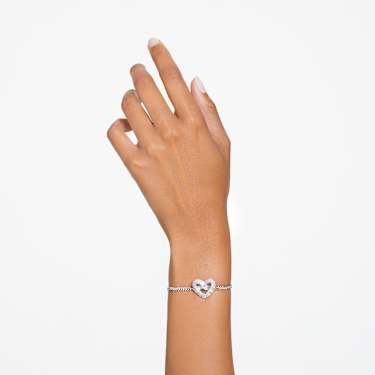 Matrix สร้อยข้อมือ, หัวใจ, ขาว, เคลือบโรเดียม - Swarovski, 5648299