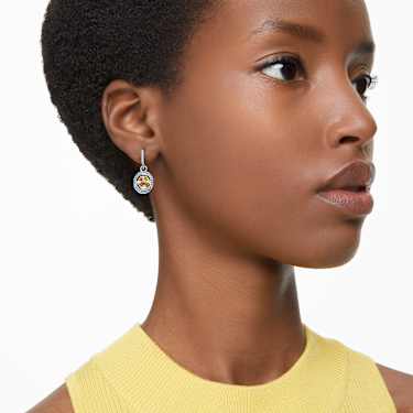 Chroma drop earrings, Octagon cut, Multicoloured, Rhodium plated - Swarovski, 5648453