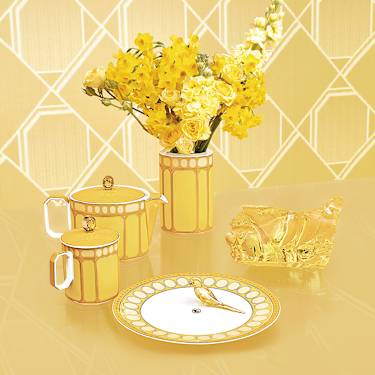 Plitvi krožnik Signum, Porcelan, Rumen - Swarovski, 5648479