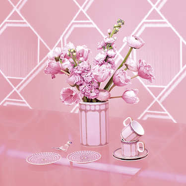 Taza de espresso con platillo Signum, Porcelana, Rosa - Swarovski, 5648491