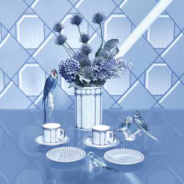 Skodelica za espresso s podstavkom Signum, Porcelan, Modra - Swarovski, 5648501