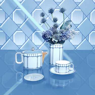 Signum 소서가 있는 찻잔, 포슬린, 블루 - Swarovski, 5648516