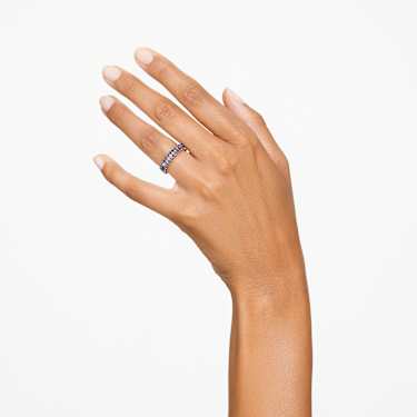 Matrix ring, Baguette cut, Gray, Ruthenium plated - Swarovski, 5648918