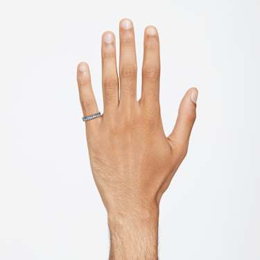 Matrix ring, Baguette cut, Gray, Ruthenium plated - Swarovski, 5648918