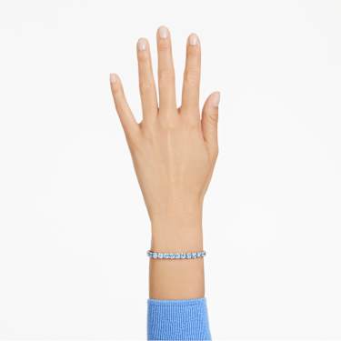 Braccialetto Matrix Tennis, Taglio tondo, Blu, Placcato rodio - Swarovski, 5648927