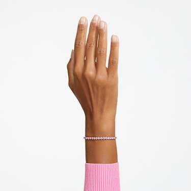 Pulsera Matrix Tennis, Talla redonda, Rosa, Baño de rodio - Swarovski, 5648930