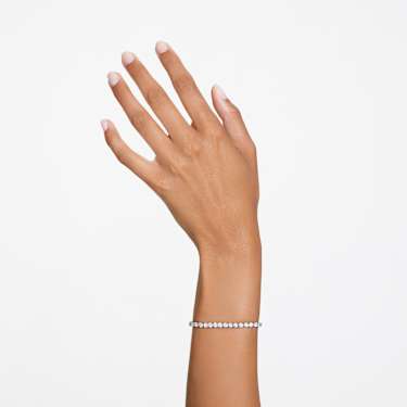 Matrix Tennis 手链, 圆形切割, 白色, 镀铑 - Swarovski, 5648937