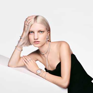 Matrix Tennis 手链, 圆形切割, 白色, 镀铑 - Swarovski, 5648937