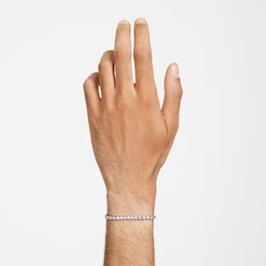 Matrix Tennis armband, Ronde slijpvorm, Wit, Rodium toplaag - Swarovski, 5648938