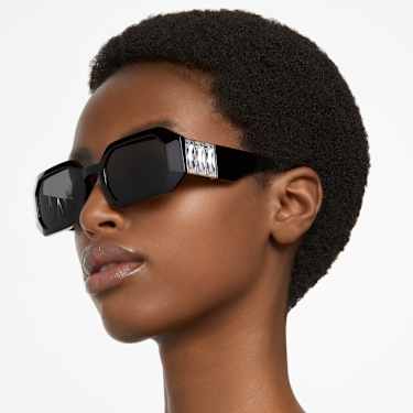 Lunettes de soleil, Forme octogonale, SK0387 01A, Noires - Swarovski, 5649034