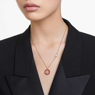 Alea 链坠, 红色, 镀玫瑰金色调 - Swarovski, 5649784