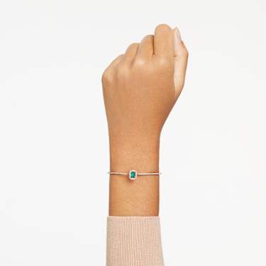 Bracelet-jonc Una, Taille octogonale, Pavé, Vert, Placage de ton or rosé - Swarovski, 5650071