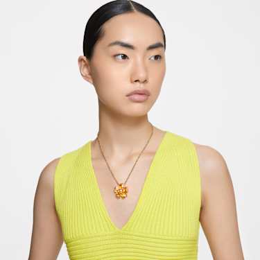 Collier Idyllia, Fleur, Jaune, Placage de ton or - Swarovski, 5650570