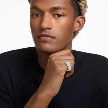 Dextera cocktail ring, Octagon shape, Pavé, White, Rhodium plated - Swarovski, 5651366