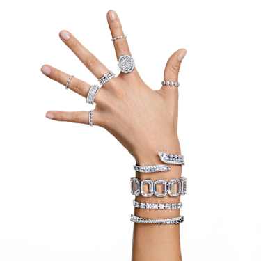 Dextera cocktailring, Achthoekige vorm, Wit, Rodium toplaag - Swarovski, 5651383