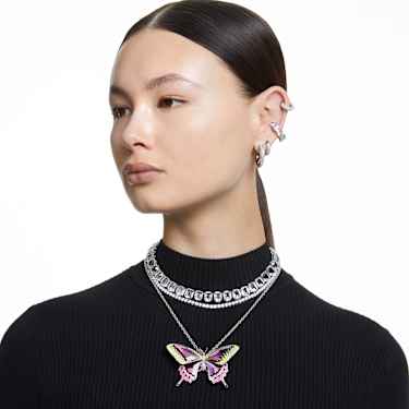 Orecchini a cerchio Dextera, Medi, Bianchi, Placcato rodio - Swarovski, 5651392