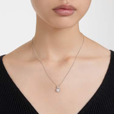 Birthstone 鏈墜, 方形切割, 四月, 白色, 鍍白金色 - Swarovski, 5651704