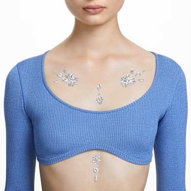 身體首飾, 套裝 (5), 混合式切割, 花朵, 白色 - Swarovski, 5651982