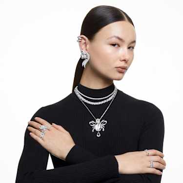 Hyperbola 夹式耳环, 混合切割, 白色, 镀铑 - Swarovski, 5652092