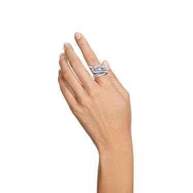 Hyperbola cocktail ring, Mixed cuts, White, Rhodium plated - Swarovski, 5652100