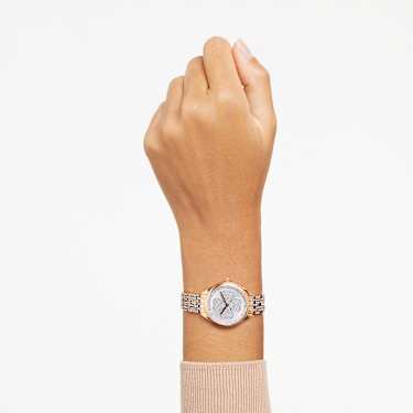 Attract watch, Swiss Made, Clover, Crystal bracelet, Rose gold tone, Rose gold-tone finish - Swarovski, 5653347