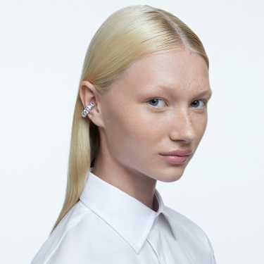 Boucles d'oreilles clip Matrix, Taille Carré, Blanches, Métal rhodié - Swarovski, 5654557