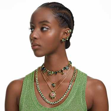 Millenia Ohrclips, Kissenschliff, Grün, Goldlegierungsschicht - Swarovski, 5654559