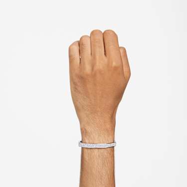 Dextera bangle, Octagon shape, White, Rhodium plated - Swarovski, 5655625