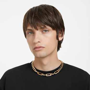 Collier Dextera, Pièce d’exception, Liens mélangés, Blanc, Placage de ton or - Swarovski, 5655647