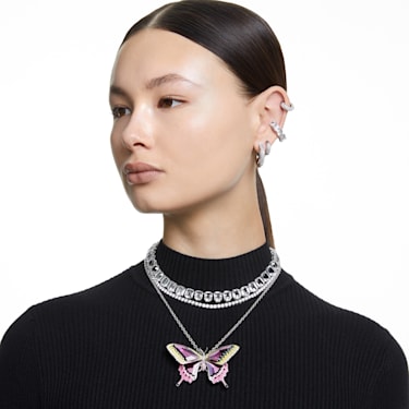 Idyllia pendant, Butterfly, Multicoloured, Rhodium plated - Swarovski, 5655715
