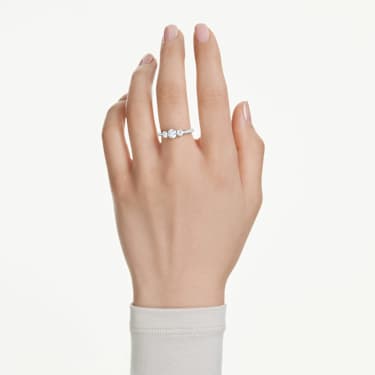 Anillo Stilla Attract, Talla redonda, Blanco, Acabado en tono plateado - Swarovski, 5656290