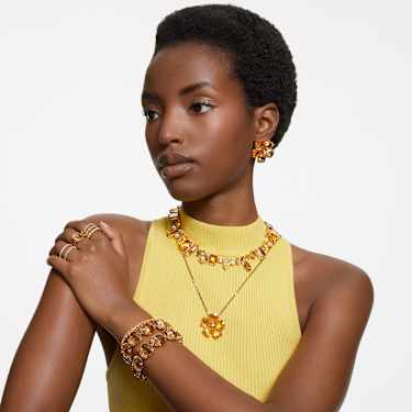 Anel Matrix Vittore, Lapidação redonda, Branco, Acabamento em dourado - Swarovski, 5656296