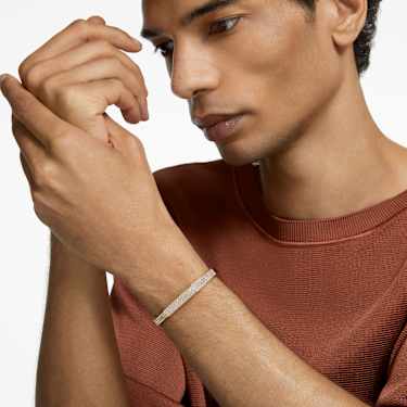 Dextera bangle, Octagon shape, White, Gold-tone plated - Swarovski, 5656845