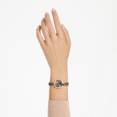 Ročna ura Crystal Rock Oval, Izdelano v Švici, Kristalna zapestnica, Siva, Prevleka v rožnato zlatem odtenku - Swarovski, 5656857