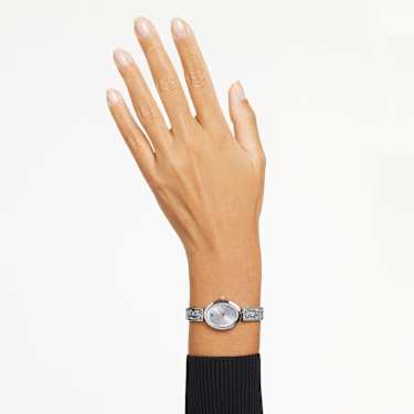Crystal Rock Oval Uhr, Schweizer Produktion, Kristallarmband, Weiß, Edelstahl - Swarovski, 5656878