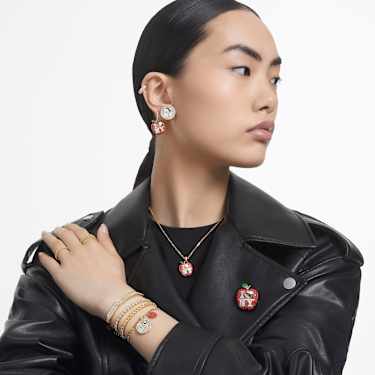 Pulsera Tennis Matrix, Talla redonda, Blanca, Acabado en oro de 18 quilates - Swarovski, 5657662
