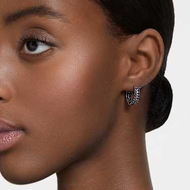 Anneaux d'oreilles Matrix, Taille baguette, Grises, Métal plaqué ruthénium - Swarovski, 5658650